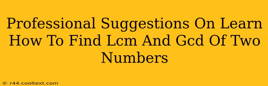 Professional Suggestions On Learn How To Find Lcm And Gcd Of Two Numbers