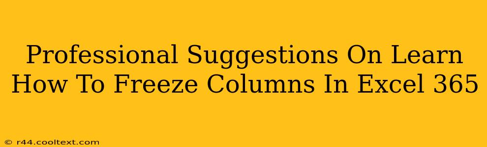 Professional Suggestions On Learn How To Freeze Columns In Excel 365