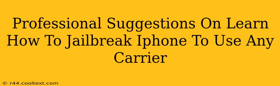 Professional Suggestions On Learn How To Jailbreak Iphone To Use Any Carrier