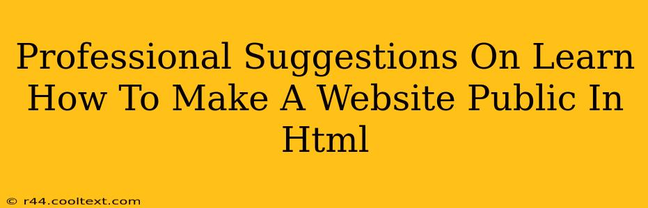 Professional Suggestions On Learn How To Make A Website Public In Html