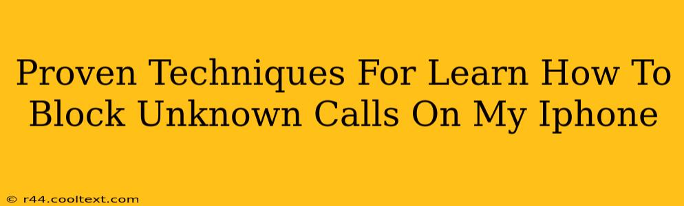 Proven Techniques For Learn How To Block Unknown Calls On My Iphone