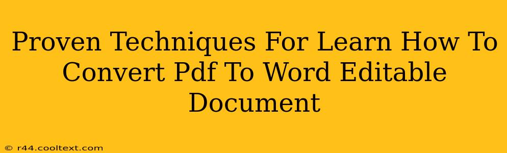 Proven Techniques For Learn How To Convert Pdf To Word Editable Document