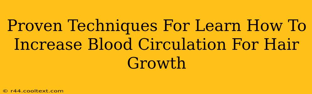 Proven Techniques For Learn How To Increase Blood Circulation For Hair Growth