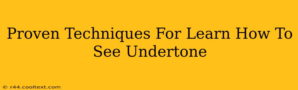 Proven Techniques For Learn How To See Undertone