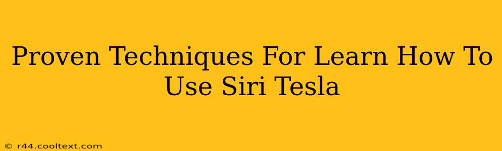 Proven Techniques For Learn How To Use Siri Tesla