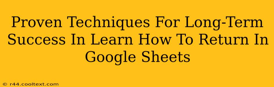 Proven Techniques For Long-Term Success In Learn How To Return In Google Sheets