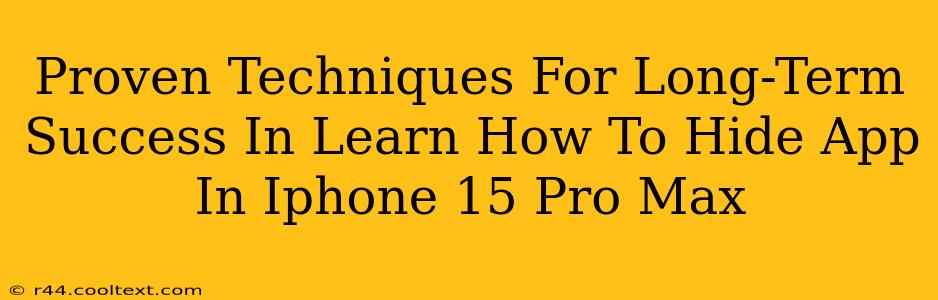 Proven Techniques For Long-Term Success In Learn How To Hide App In Iphone 15 Pro Max