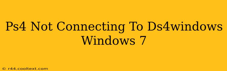 Ps4 Not Connecting To Ds4windows Windows 7