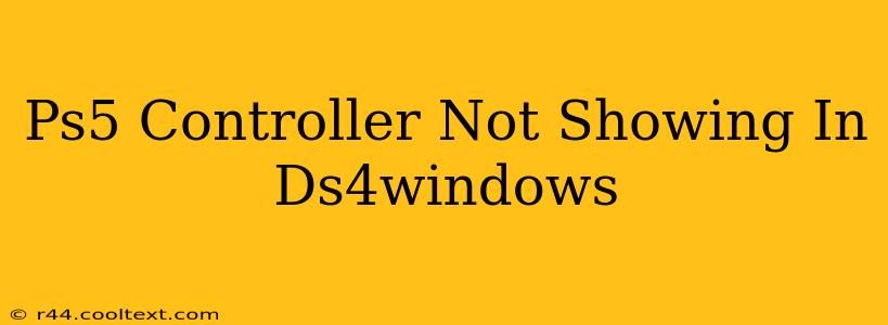 Ps5 Controller Not Showing In Ds4windows