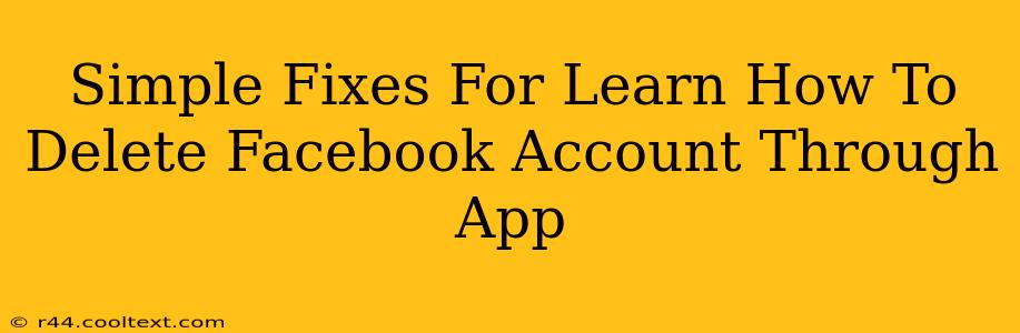 Simple Fixes For Learn How To Delete Facebook Account Through App