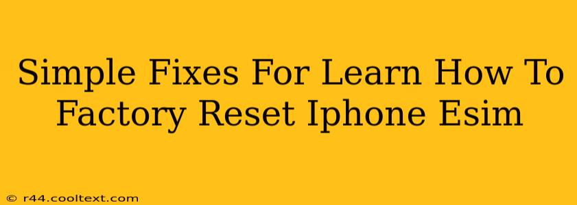 Simple Fixes For Learn How To Factory Reset Iphone Esim