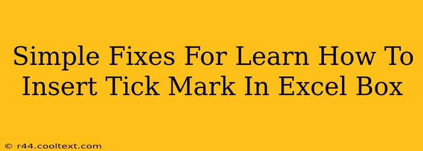 Simple Fixes For Learn How To Insert Tick Mark In Excel Box