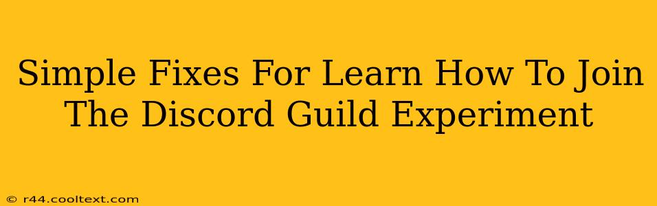 Simple Fixes For Learn How To Join The Discord Guild Experiment