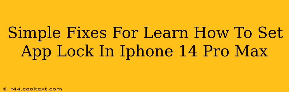 Simple Fixes For Learn How To Set App Lock In Iphone 14 Pro Max