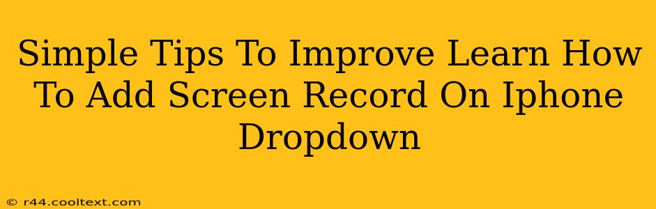 Simple Tips To Improve Learn How To Add Screen Record On Iphone Dropdown