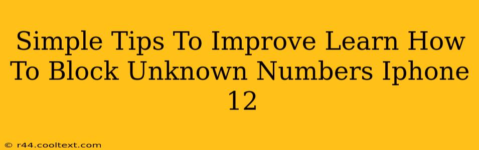 Simple Tips To Improve Learn How To Block Unknown Numbers Iphone 12