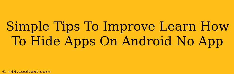 Simple Tips To Improve Learn How To Hide Apps On Android No App