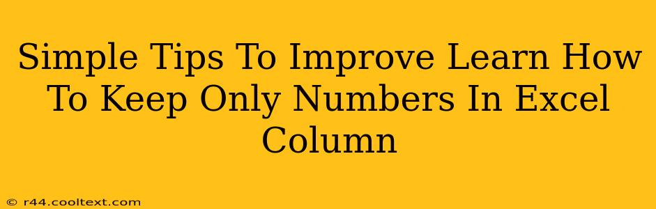 Simple Tips To Improve Learn How To Keep Only Numbers In Excel Column