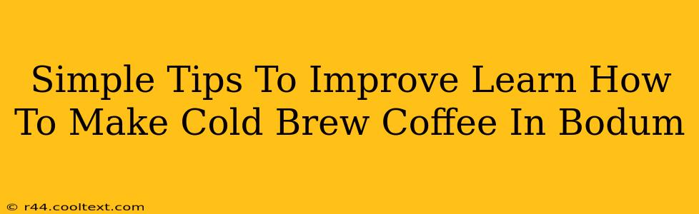 Simple Tips To Improve Learn How To Make Cold Brew Coffee In Bodum