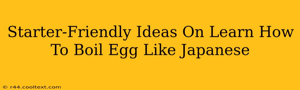 Starter-Friendly Ideas On Learn How To Boil Egg Like Japanese