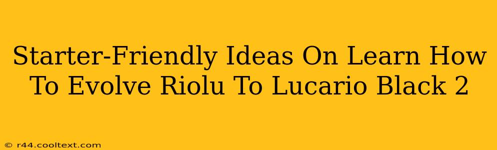 Starter-Friendly Ideas On Learn How To Evolve Riolu To Lucario Black 2