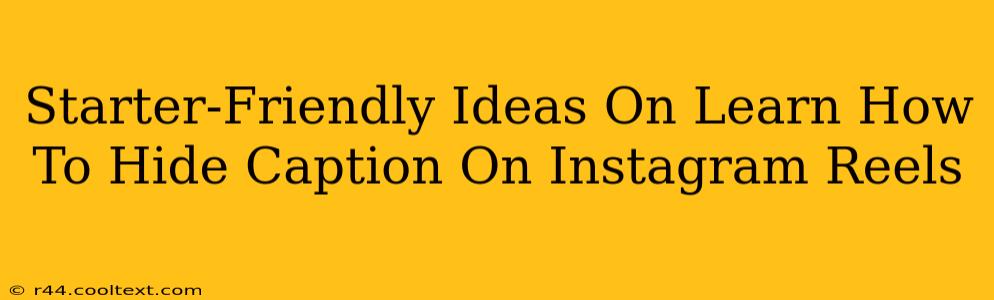 Starter-Friendly Ideas On Learn How To Hide Caption On Instagram Reels