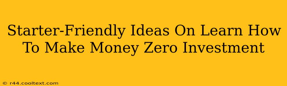 Starter-Friendly Ideas On Learn How To Make Money Zero Investment