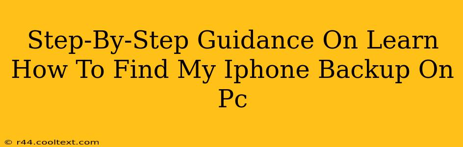 Step-By-Step Guidance On Learn How To Find My Iphone Backup On Pc