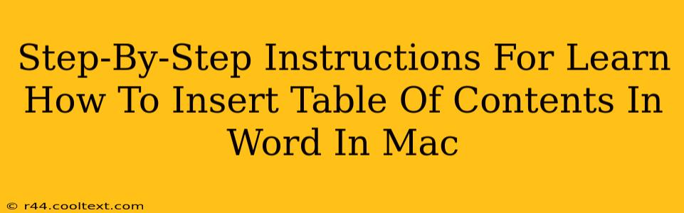 Step-By-Step Instructions For Learn How To Insert Table Of Contents In Word In Mac