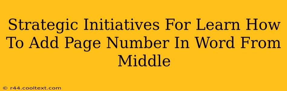 Strategic Initiatives For Learn How To Add Page Number In Word From Middle