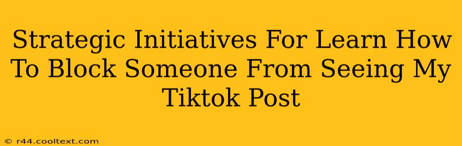 Strategic Initiatives For Learn How To Block Someone From Seeing My Tiktok Post