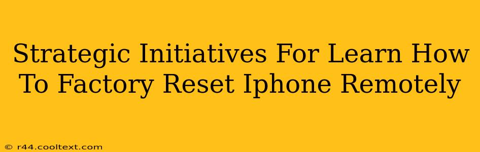 Strategic Initiatives For Learn How To Factory Reset Iphone Remotely