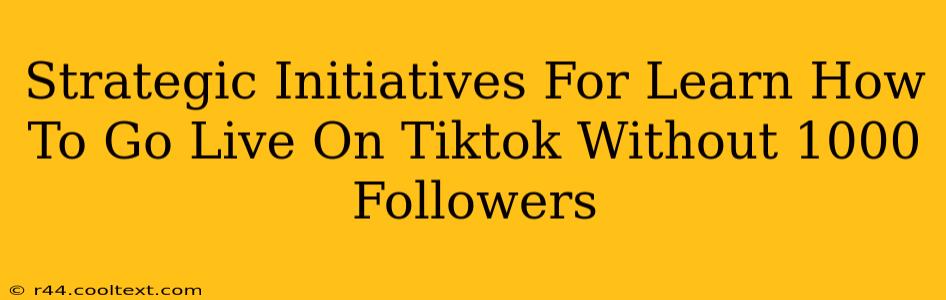 Strategic Initiatives For Learn How To Go Live On Tiktok Without 1000 Followers