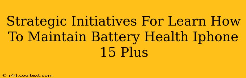 Strategic Initiatives For Learn How To Maintain Battery Health Iphone 15 Plus