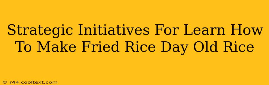 Strategic Initiatives For Learn How To Make Fried Rice Day Old Rice