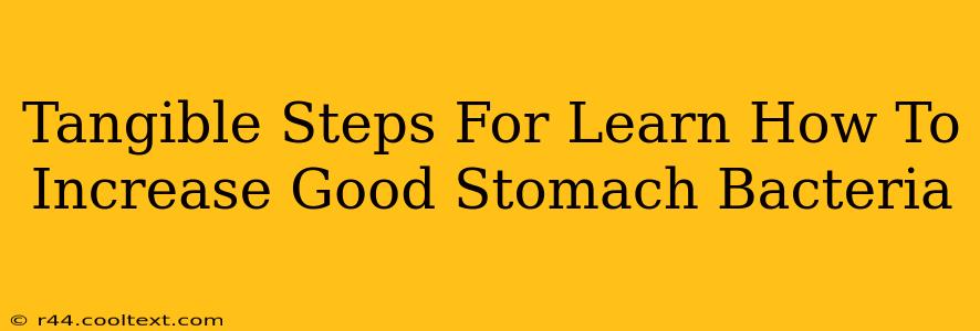 Tangible Steps For Learn How To Increase Good Stomach Bacteria