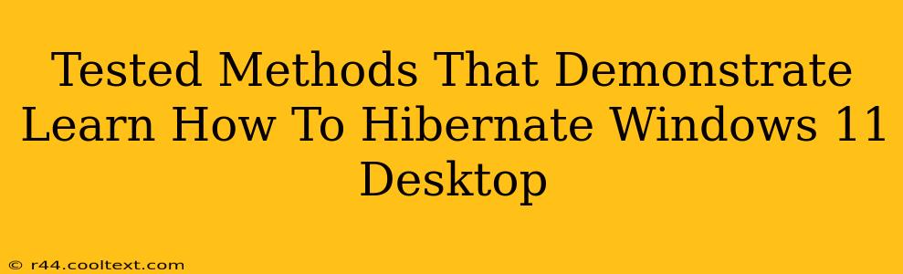 Tested Methods That Demonstrate Learn How To Hibernate Windows 11 Desktop