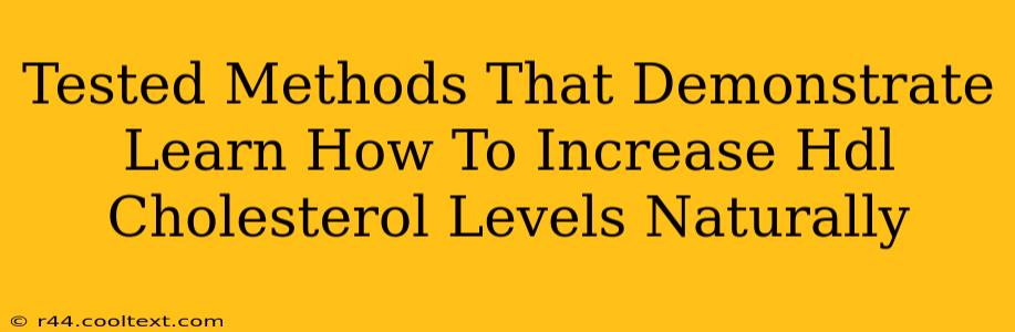 Tested Methods That Demonstrate Learn How To Increase Hdl Cholesterol Levels Naturally