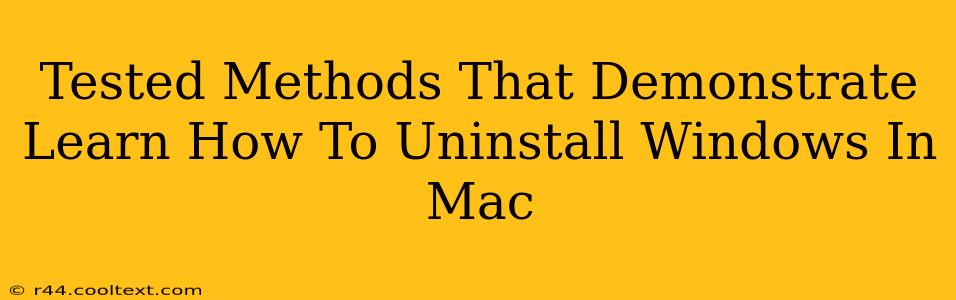 Tested Methods That Demonstrate Learn How To Uninstall Windows In Mac