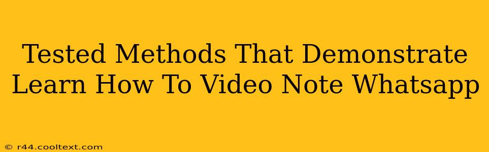 Tested Methods That Demonstrate Learn How To Video Note Whatsapp