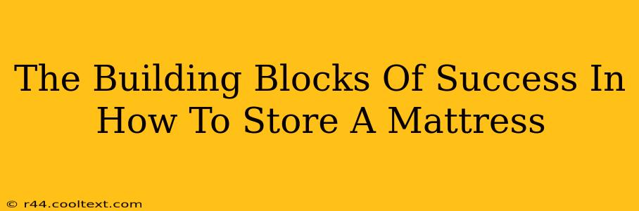 The Building Blocks Of Success In How To Store A Mattress