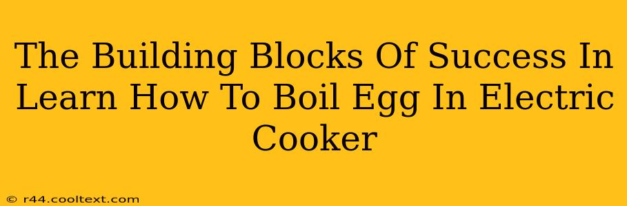 The Building Blocks Of Success In Learn How To Boil Egg In Electric Cooker