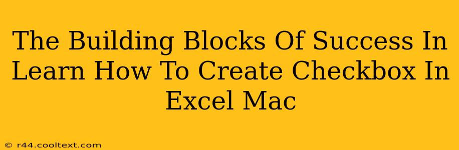 The Building Blocks Of Success In Learn How To Create Checkbox In Excel Mac