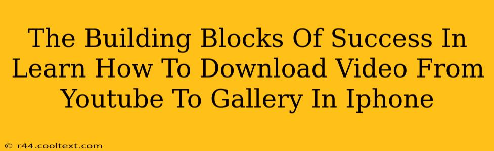 The Building Blocks Of Success In Learn How To Download Video From Youtube To Gallery In Iphone