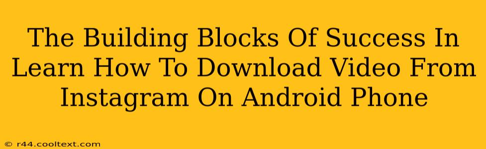 The Building Blocks Of Success In Learn How To Download Video From Instagram On Android Phone