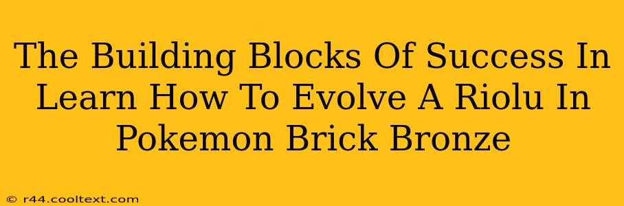 The Building Blocks Of Success In Learn How To Evolve A Riolu In Pokemon Brick Bronze