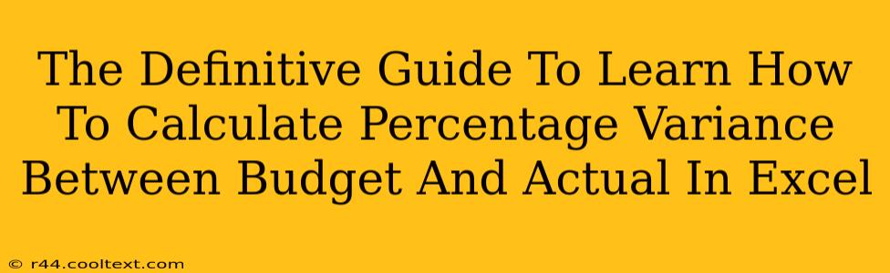 The Definitive Guide To Learn How To Calculate Percentage Variance Between Budget And Actual In Excel