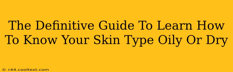 The Definitive Guide To Learn How To Know Your Skin Type Oily Or Dry