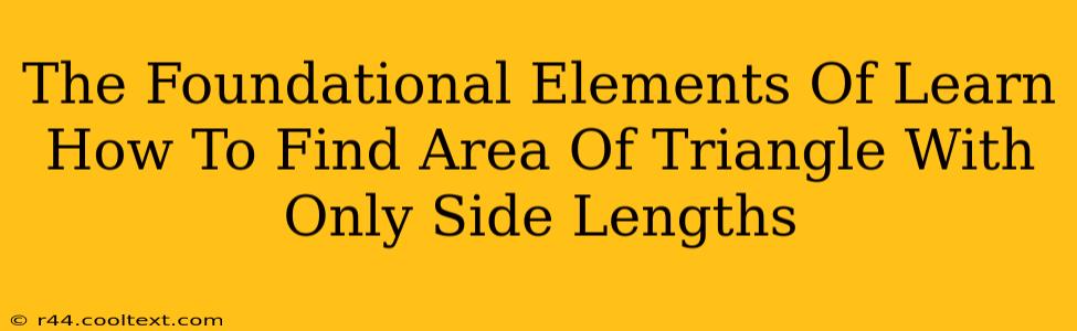 The Foundational Elements Of Learn How To Find Area Of Triangle With Only Side Lengths