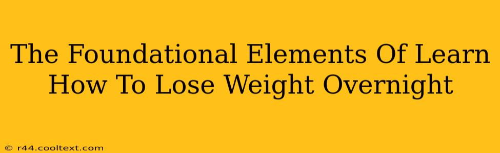 The Foundational Elements Of Learn How To Lose Weight Overnight